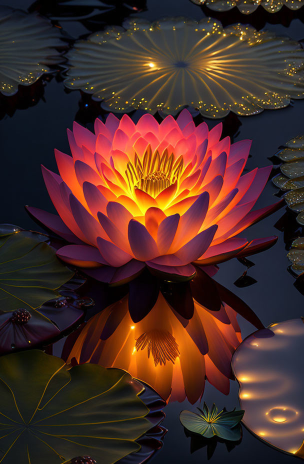 A beautiful lighted water lily bedside lamp