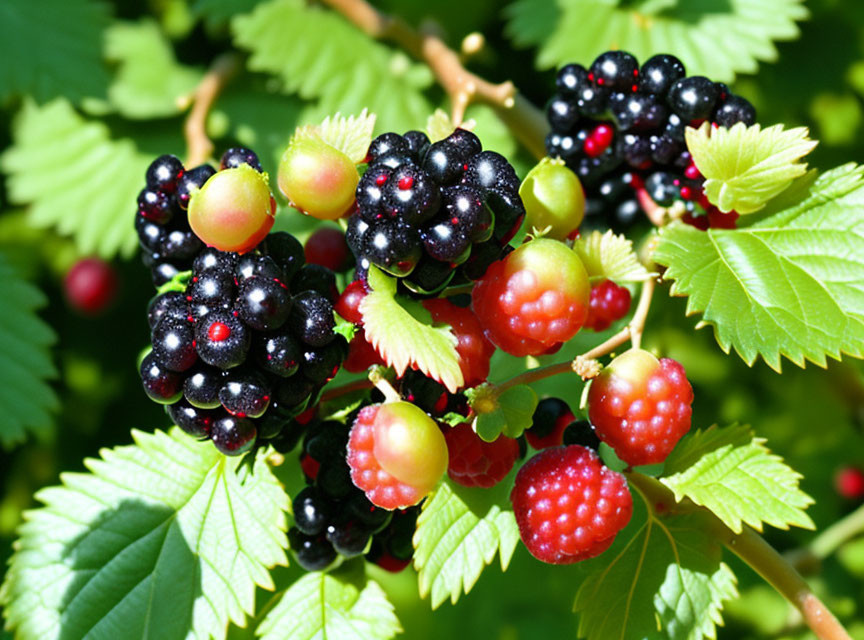Blackberry fruits, burgundy, black, red, beautiful