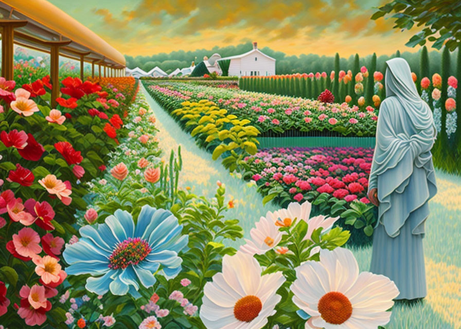 A garden-style flower farm is a famous work of art