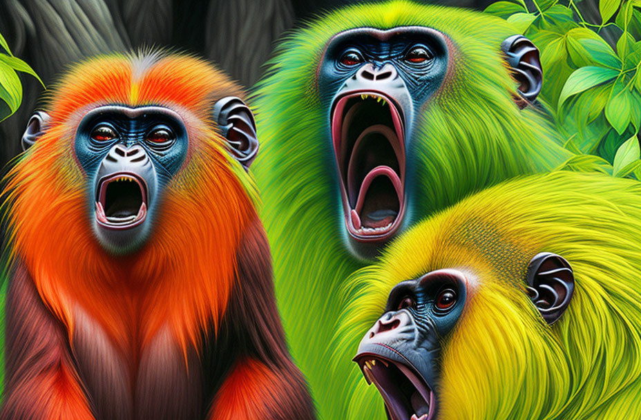 Drawing of screaming monkeys