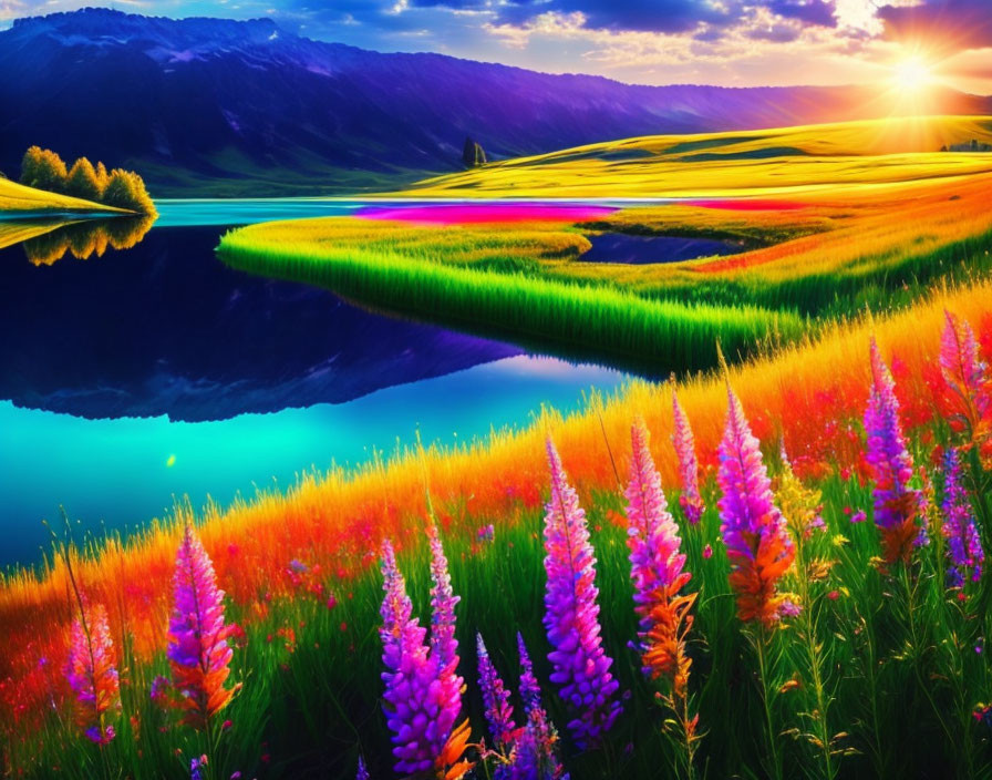 Beautiful colors, sun, meadow, flowers, summer, la