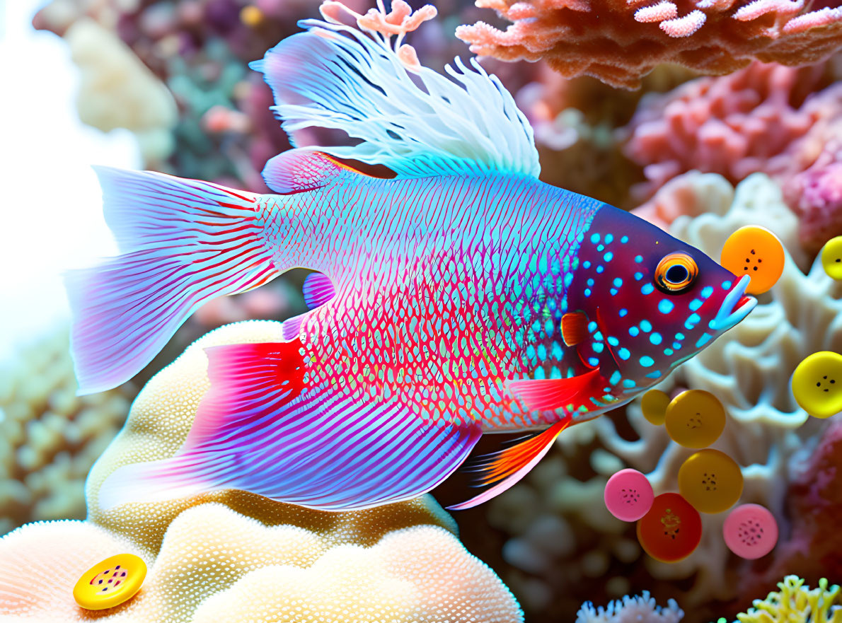 The most beautiful picture of a colorful fish swim