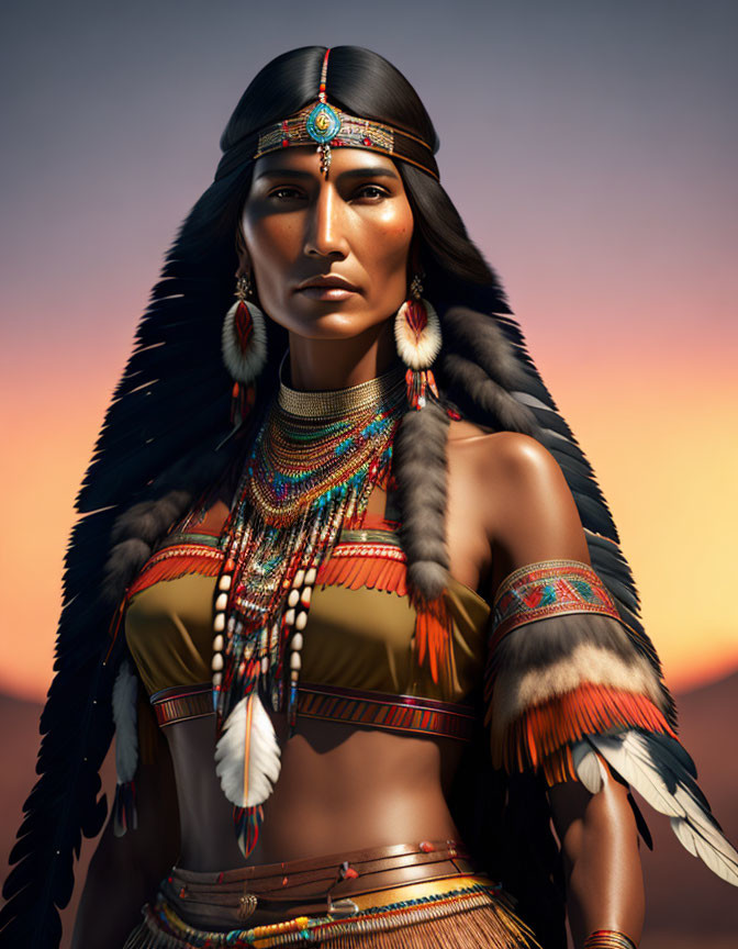 Beautiful flapper Native American leader, 4K high 
