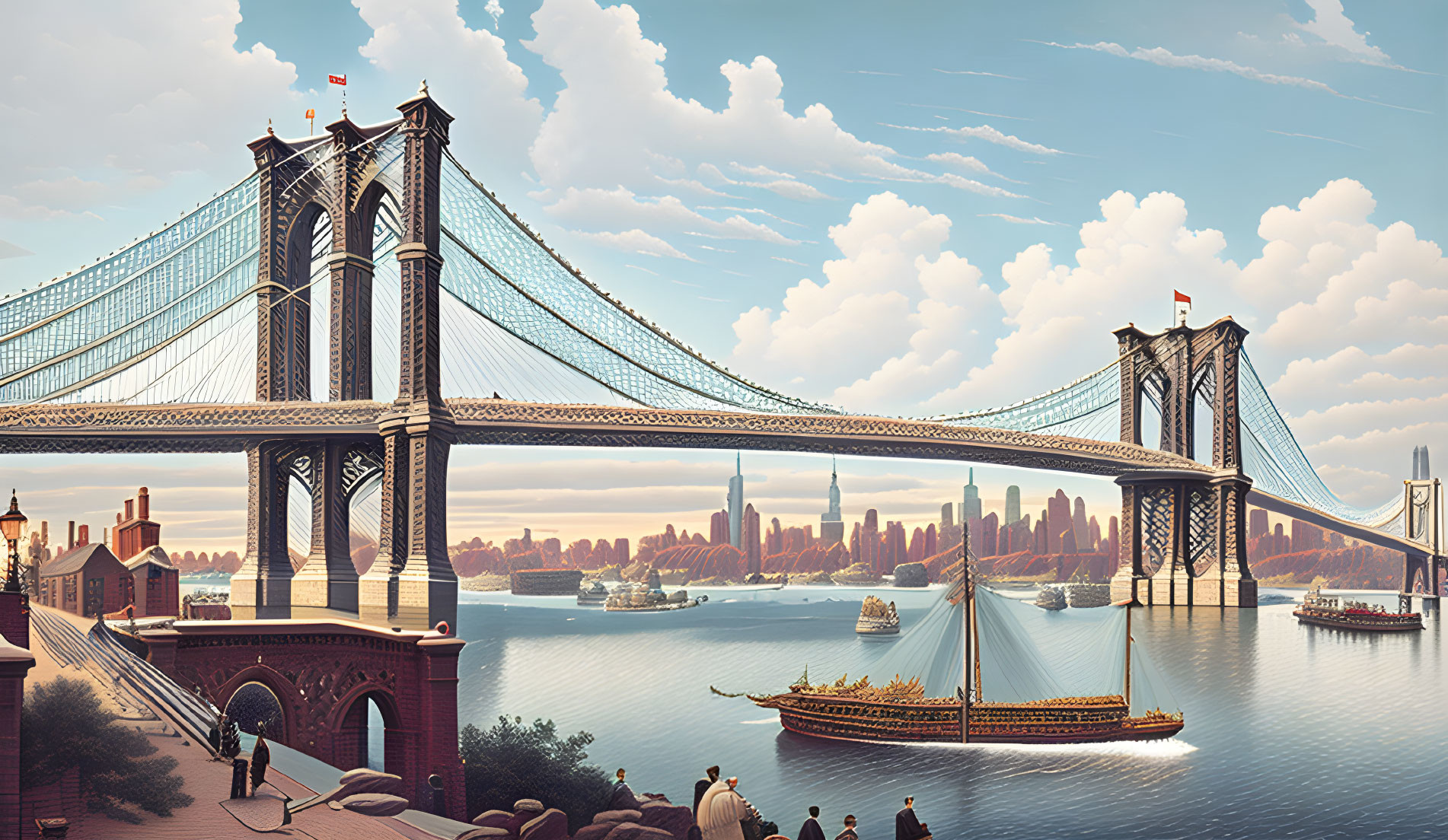 Currier and Ives Brooklyn Bridge