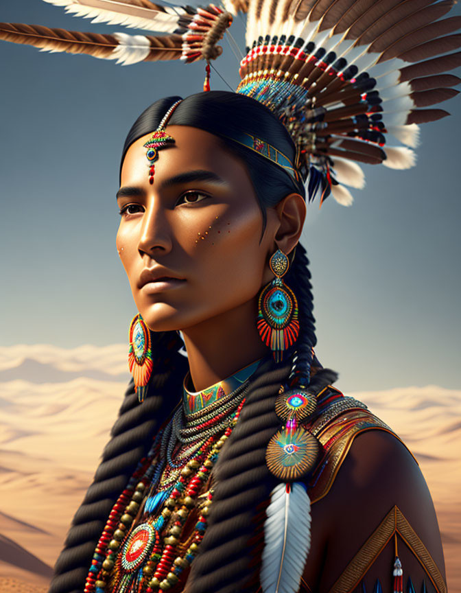 Beautiful young Native American leader, 4K high re