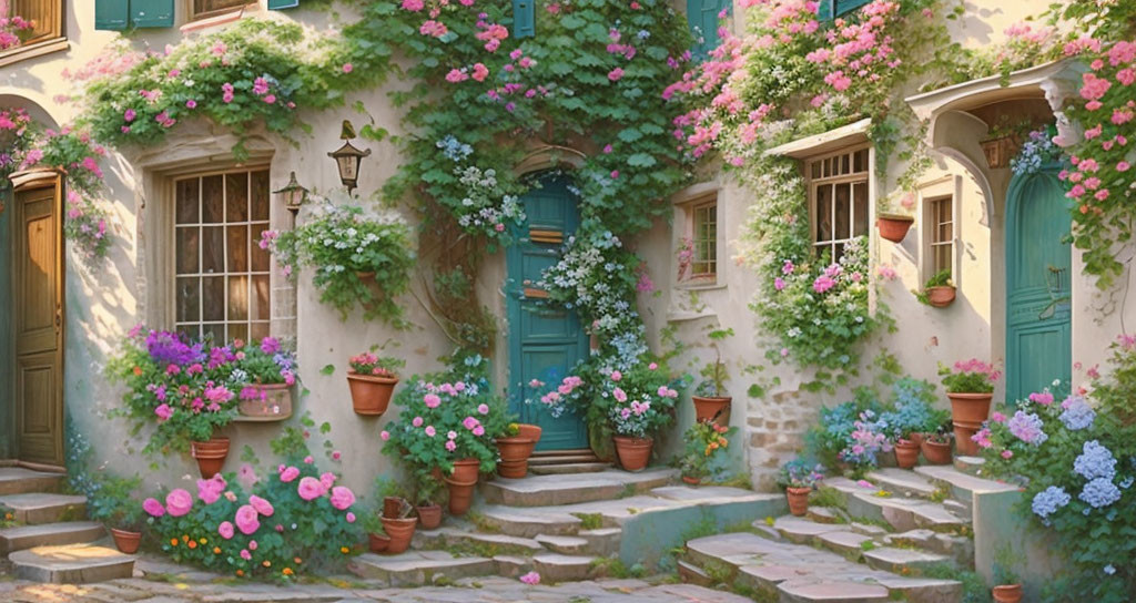 Old alleys, old houses, flowers climbing the walls