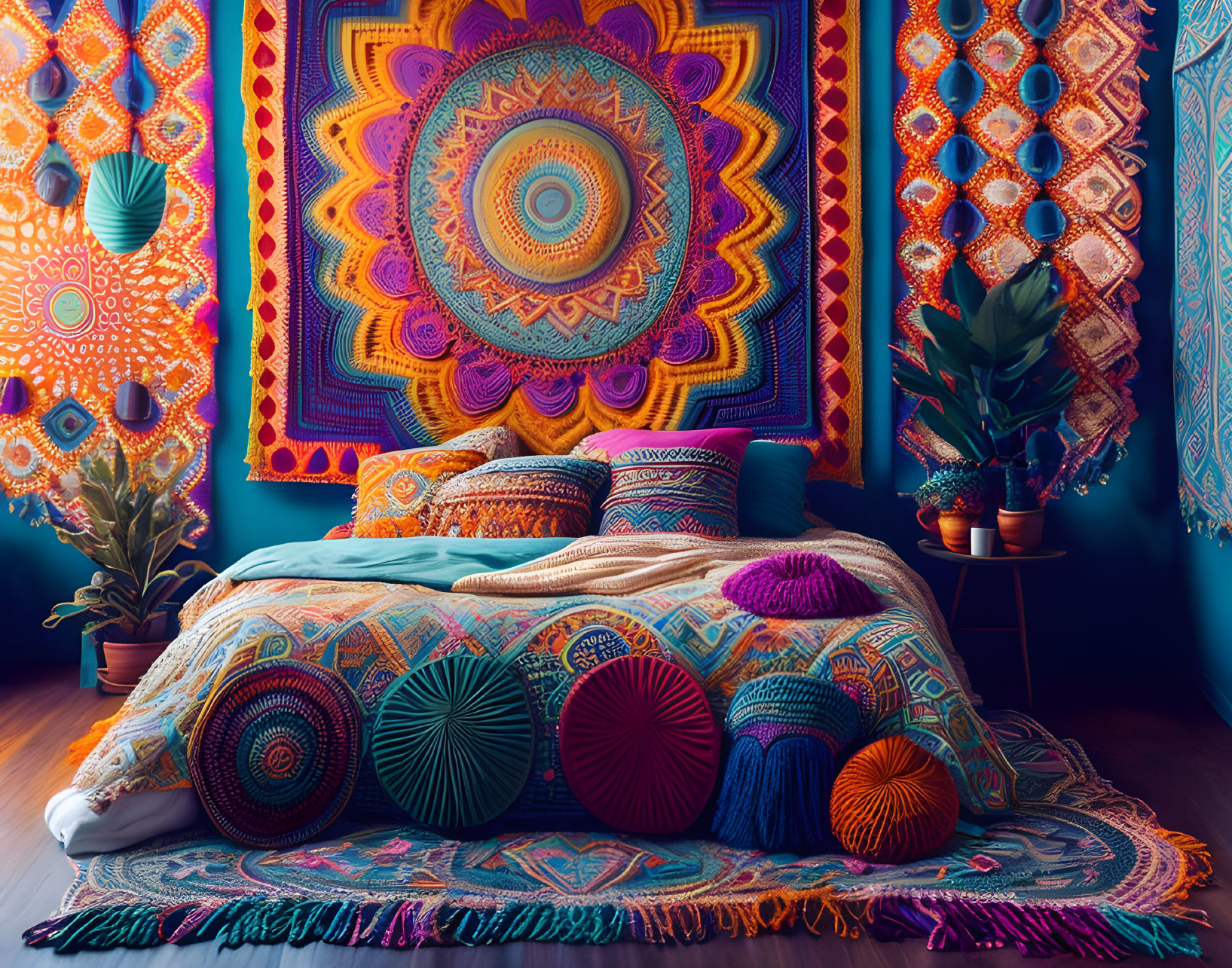 Bohemian Crochet Decorated Bedroom