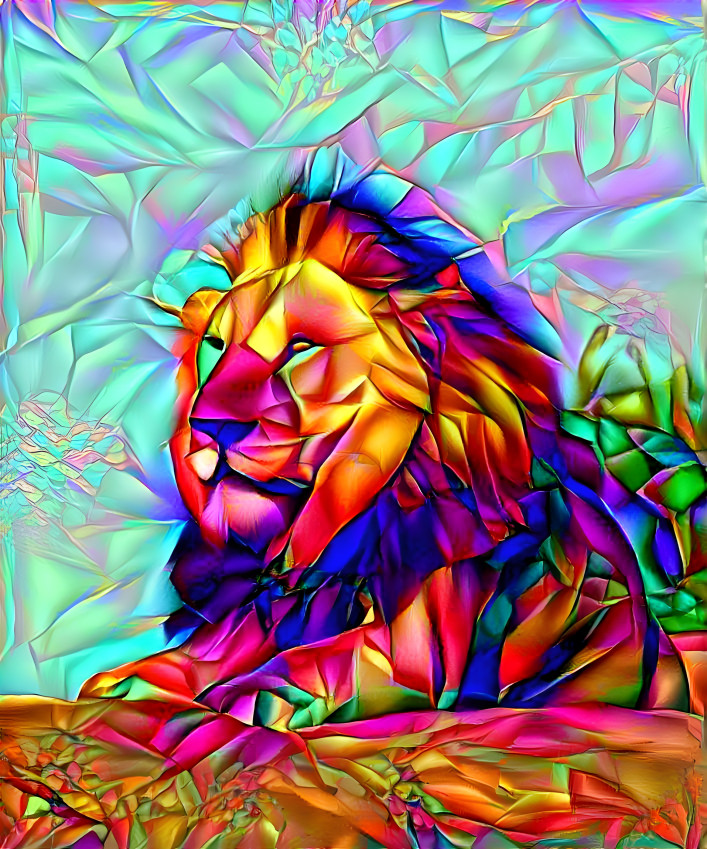 Lion in coloured glass
