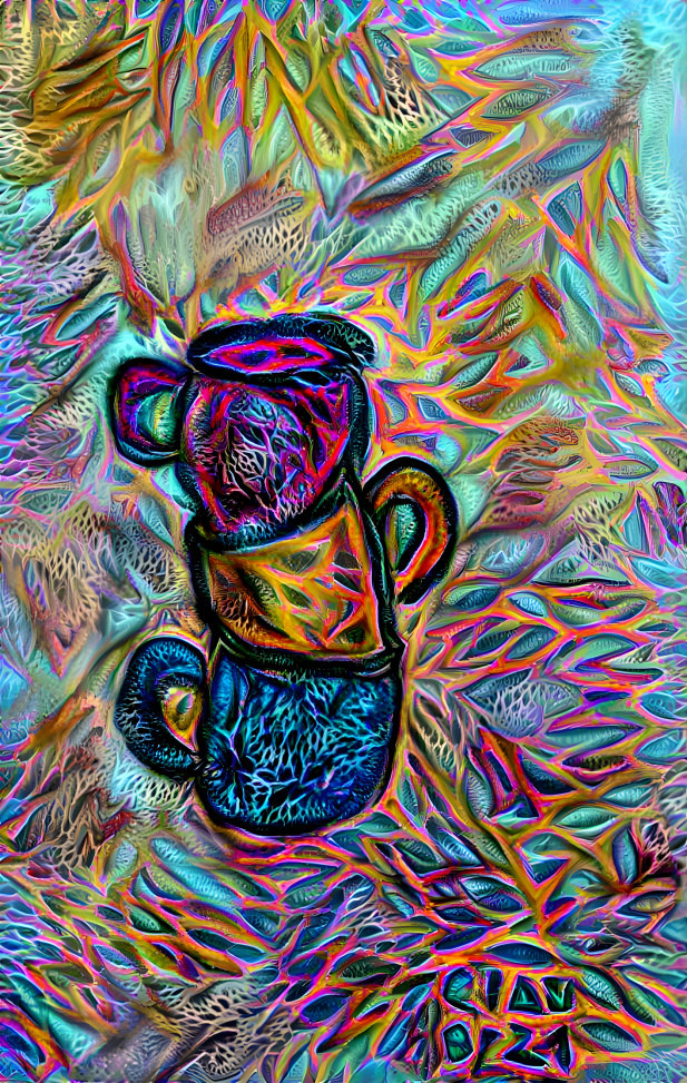 Coffee cups pastel pencils