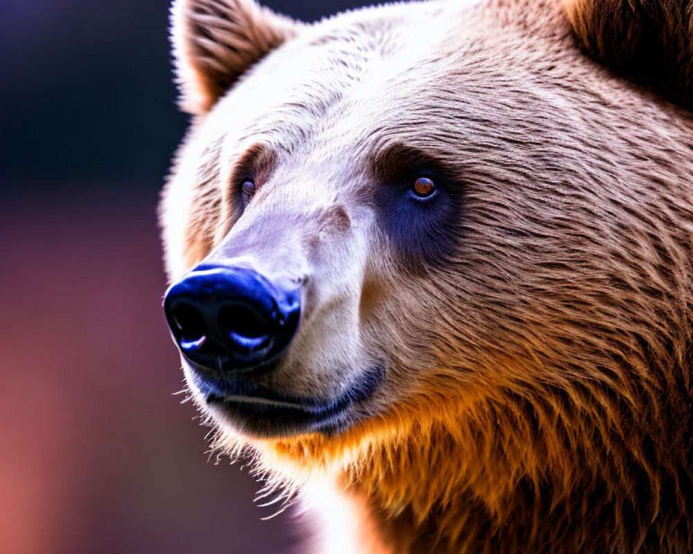 Detailed Close-Up of Brown Bear's Face and Fur Texture