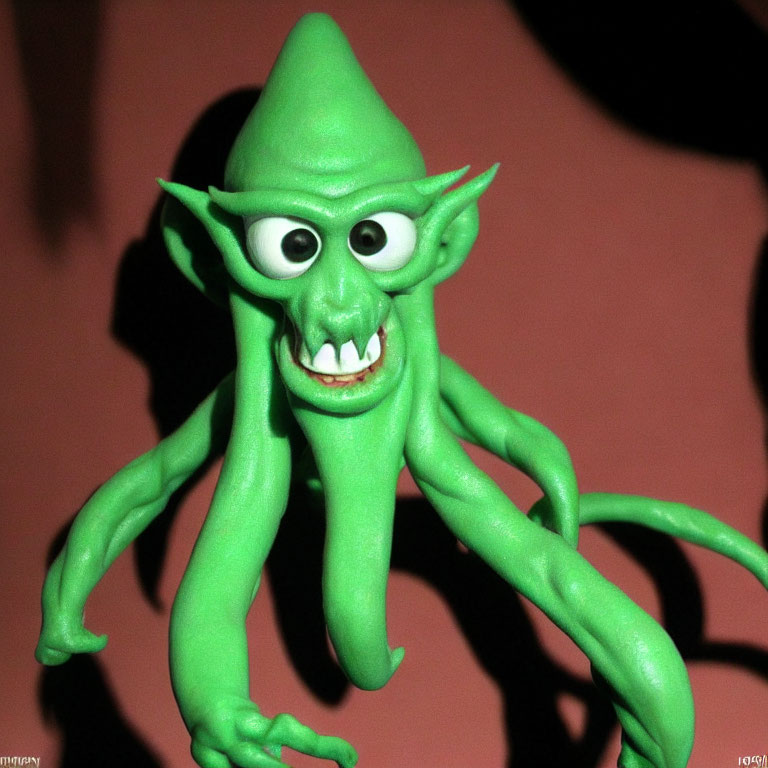 Green Animated Goblin-Like Character with Tentacle-Like Legs