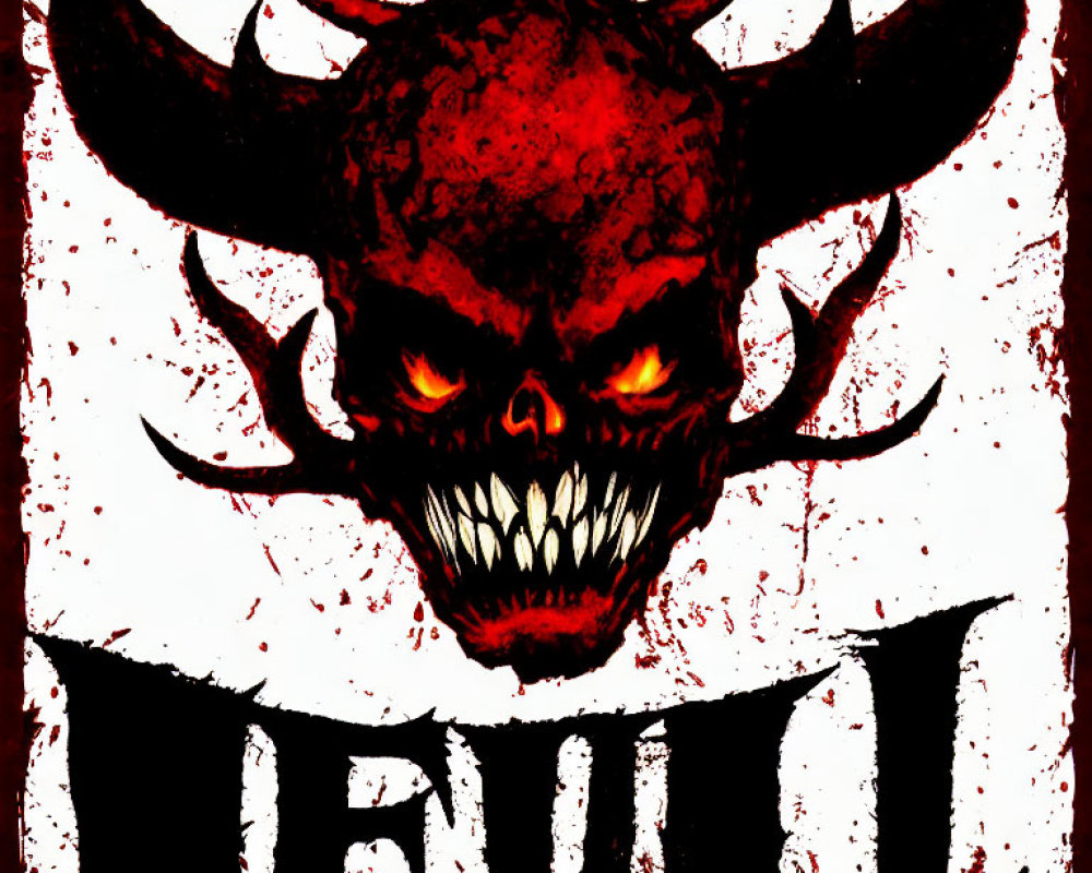 Menacing red devil graphic with glowing eyes and horns above bold "DEVIL" word splattered with