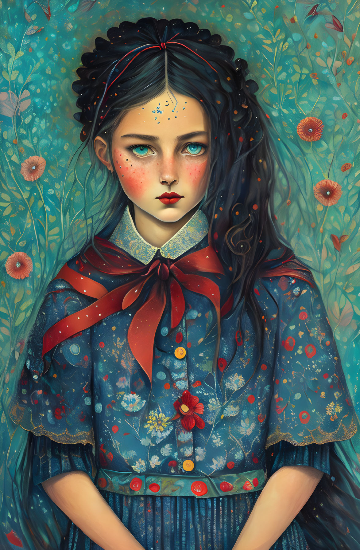 Girl with red ribbon