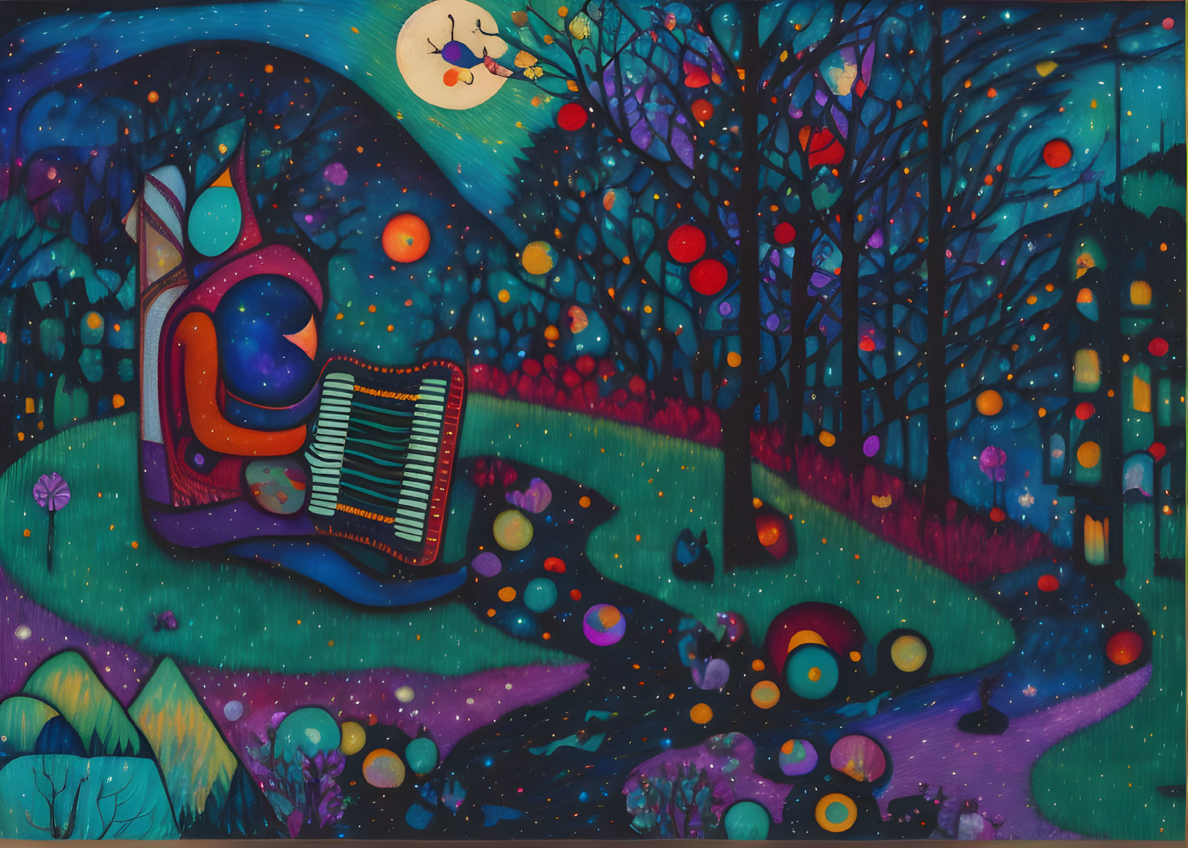 Accordion Player by Moonlight