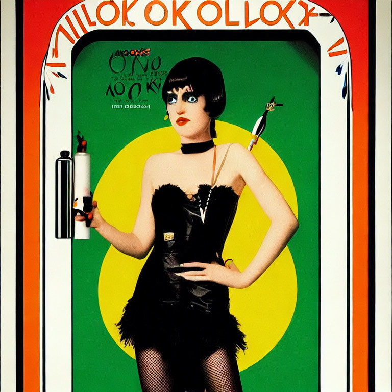 Stylized poster of woman in flapper dress with bob haircut