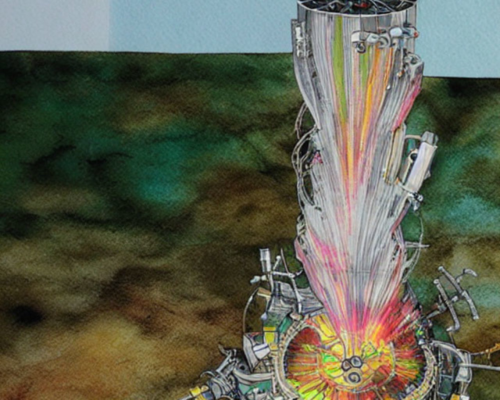 Detailed Illustration of Colorful Futuristic Reactor with Energy Beams