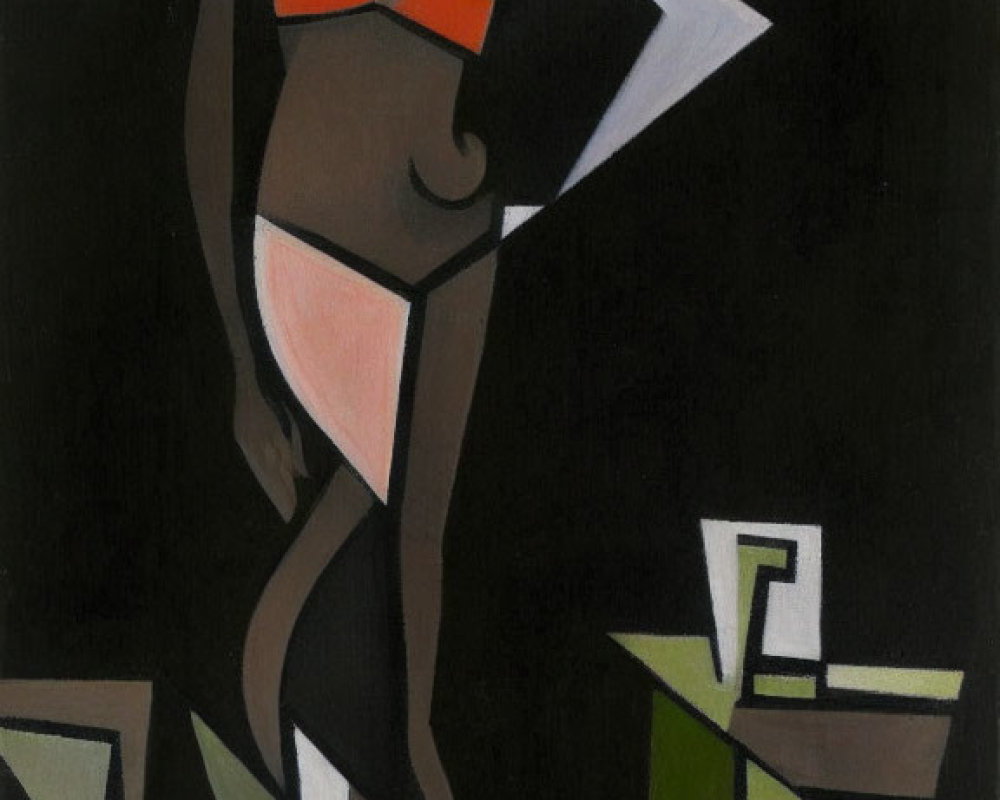 Cubist Abstract Art: Fragmented Female Figure in Earth Tones