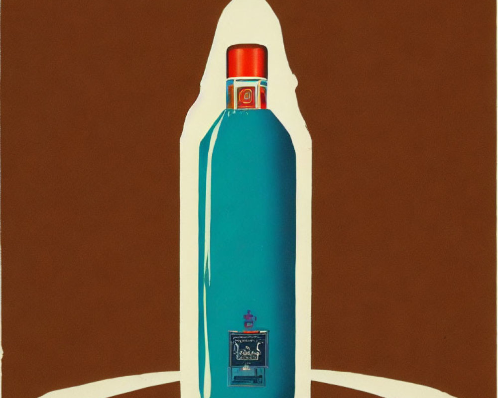 Vintage Advertisement Poster: Blue Aerosol Can & Rocket Silhouette