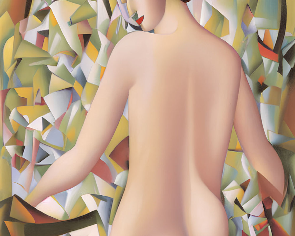 Cubist Style Painting of Nude Female Figure