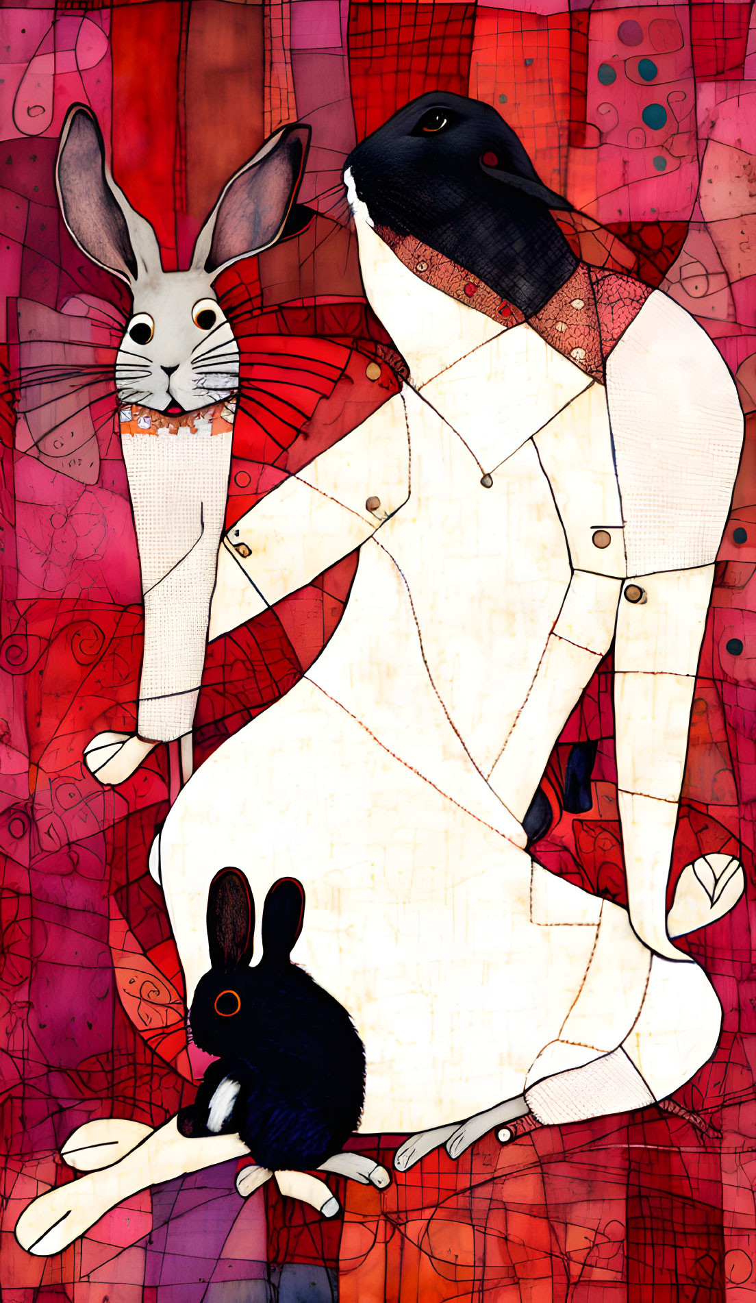 Nude playing with a rabbit