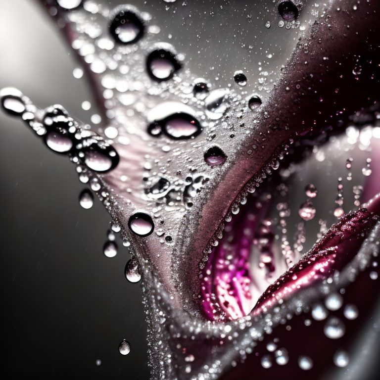 Purple Flower with Water Droplets on Dark Background