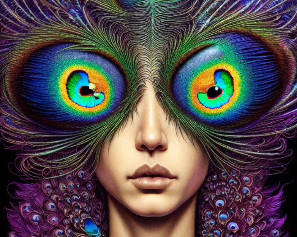 Person with Peacock Feather Hair and Eyespots Alignment
