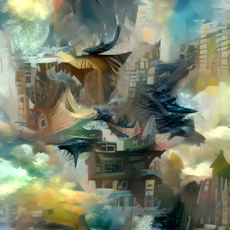 The dragon attacks the city