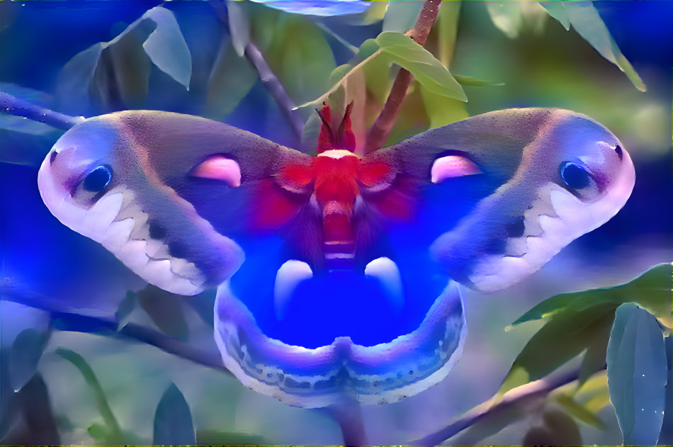 Moth in Blue and Red