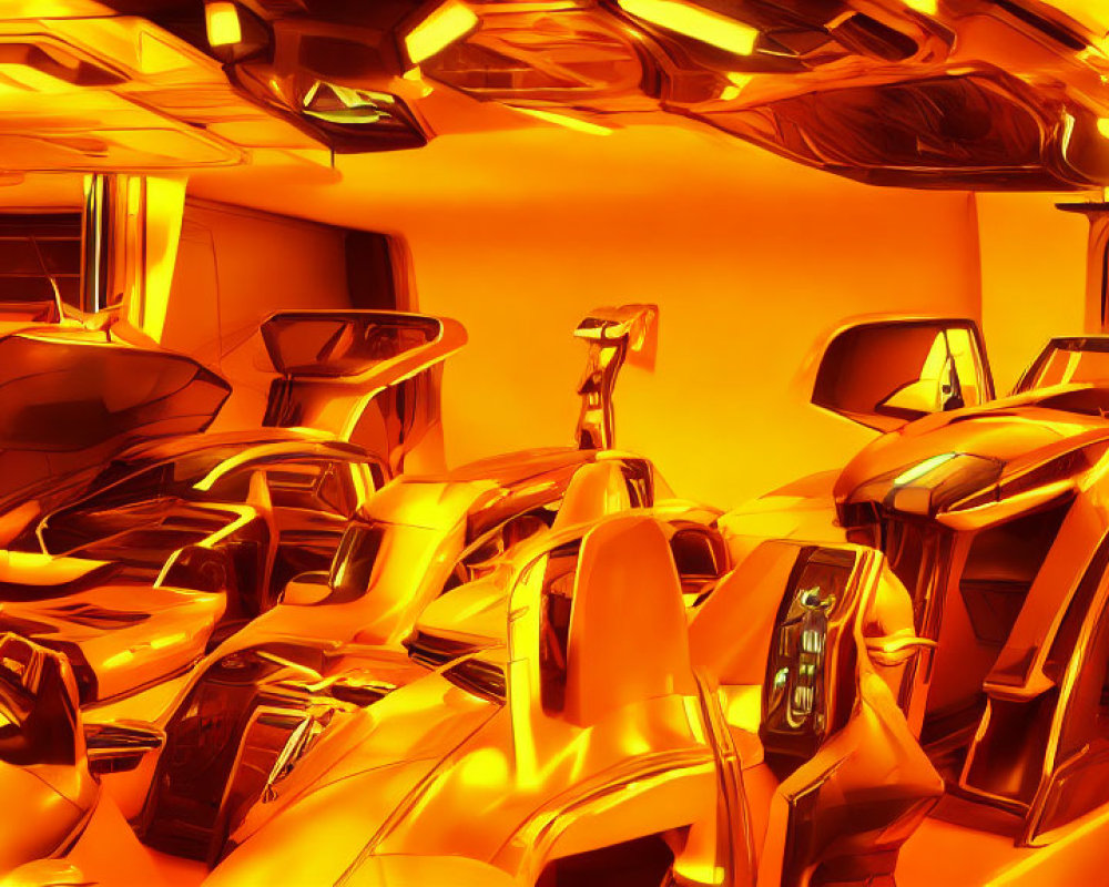 Futuristic Orange Car Interior with Advanced Features