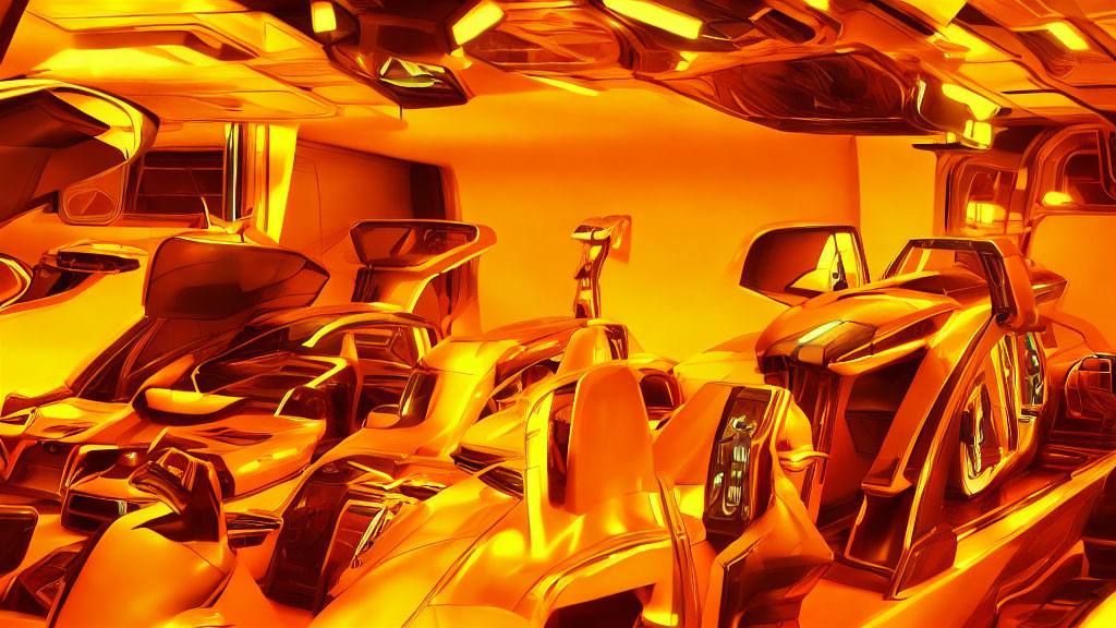 Futuristic Orange Car Interior with Advanced Features