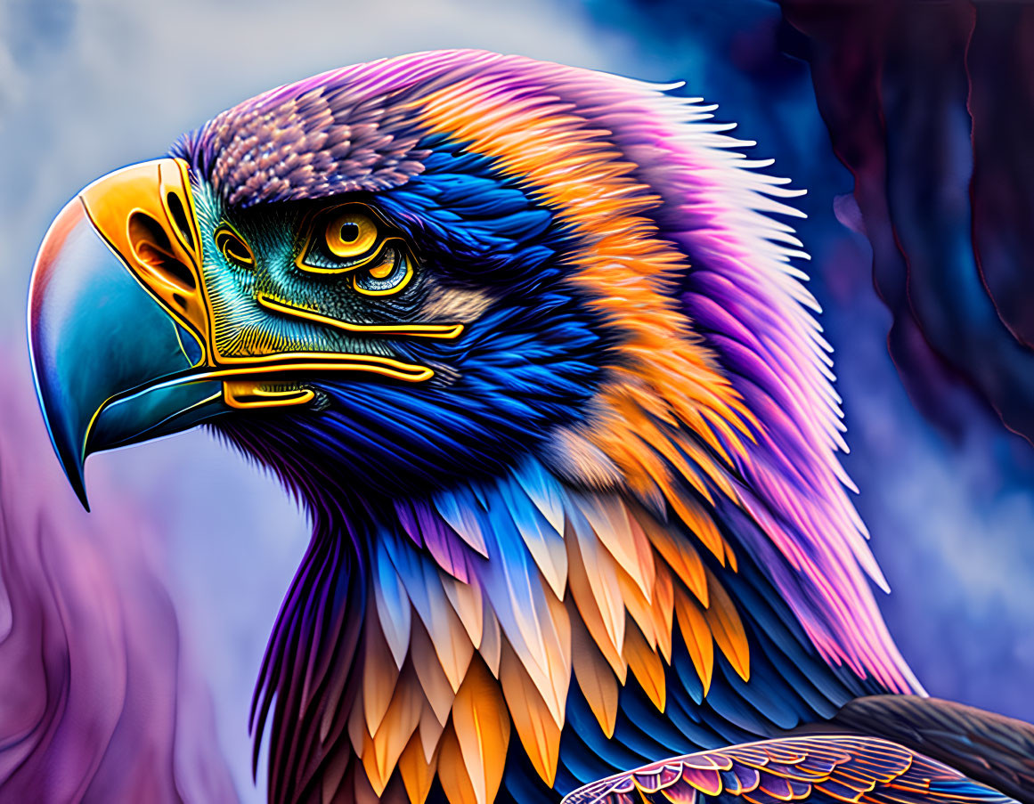 Colorful Eagle Digital Art Illustration with Intense Gaze
