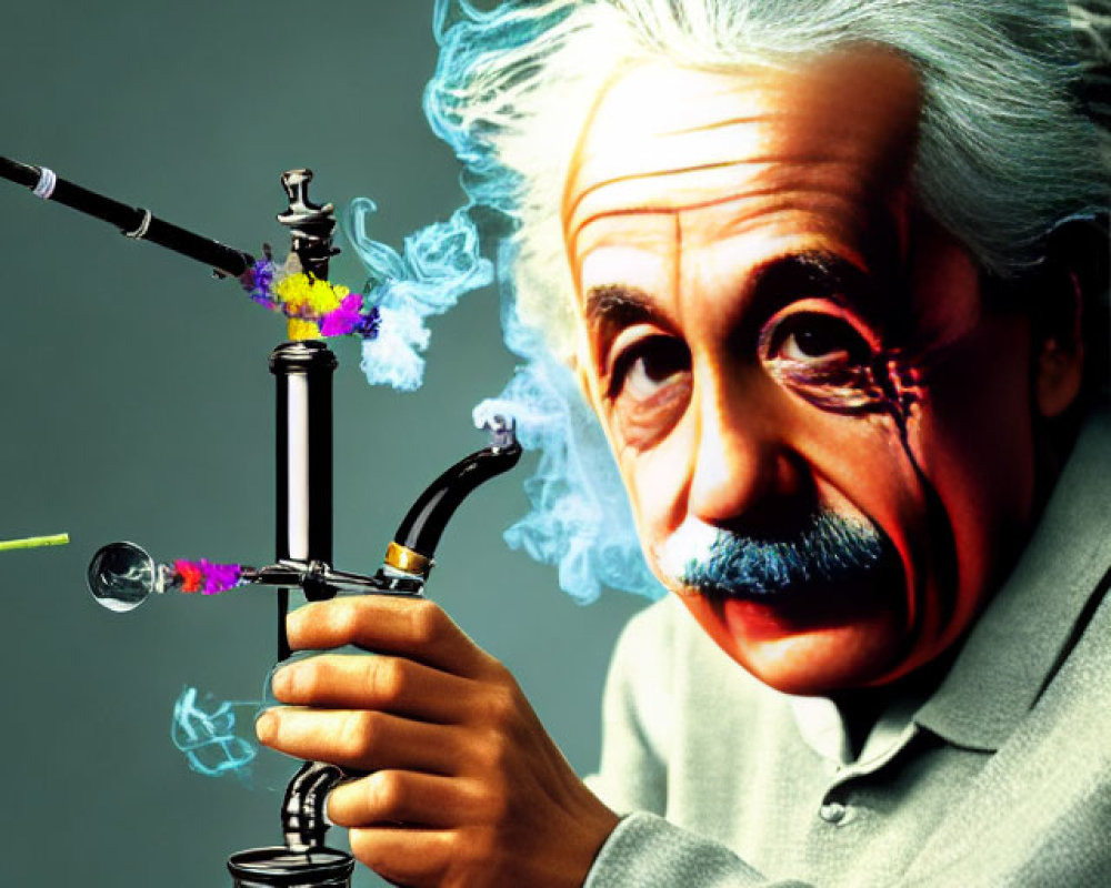 Person with White Wavy Hair Using Colorful Smoking Apparatus
