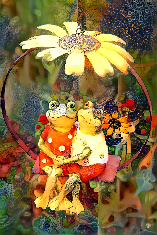 Cute Frog Couple loving each other