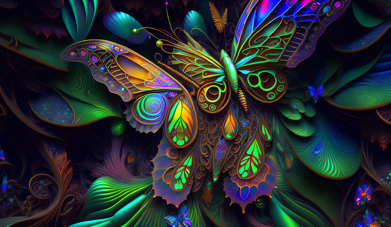 Colorful Butterfly Digital Art with Intricate Wing Patterns