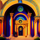 Fantastical temple digital artwork with ornate arches and golden embellishments