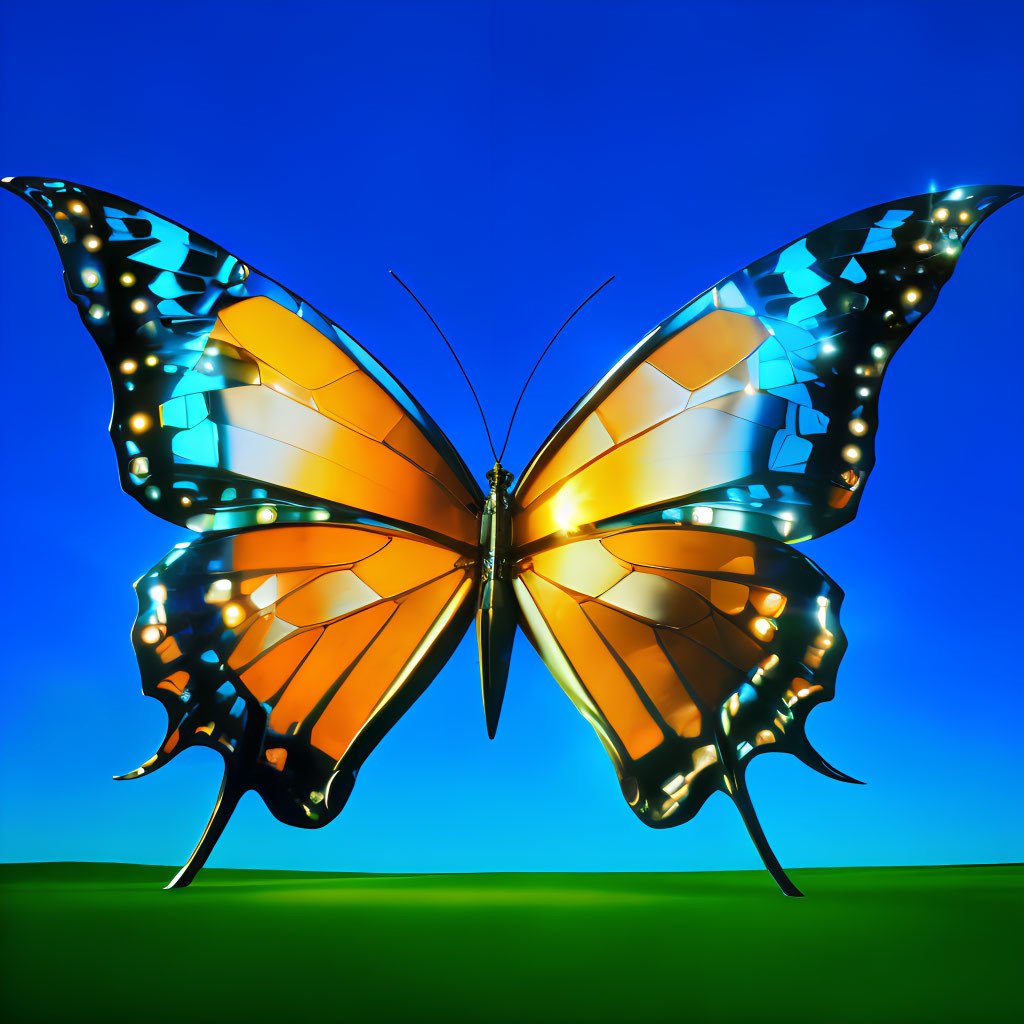 Colorful Butterfly Artwork with Glowing Patterns on Wings