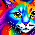 Vivid Multicolored Geometric Cat Face Illustration