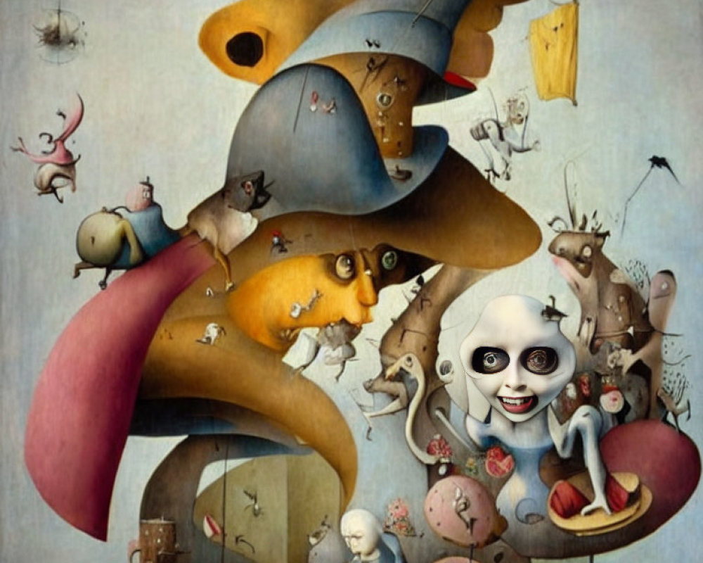 Colorful Surreal Artwork: Anthropomorphic Figures & Abstract Shapes