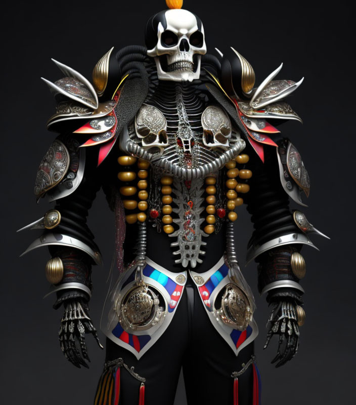 Skeletal Figure in Elaborate Armor with Skull Motifs
