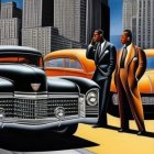 Stylish Men with Classic Cars in Urban Setting