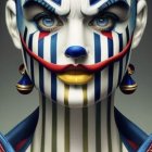 Colorful Face Paint with Zebra Stripes & Ornate Costume