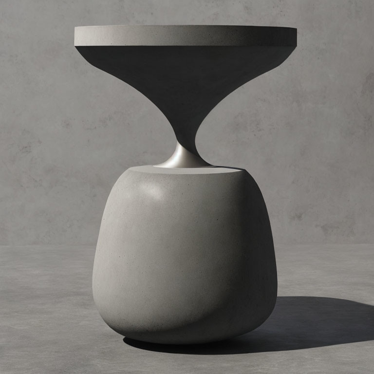 Hourglass-Shaped Concrete Table on Plain Background