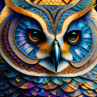 Colorful Owl Digital Illustration with Intricate Patterns