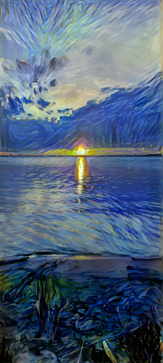 Bay Sunset with Starry night filter