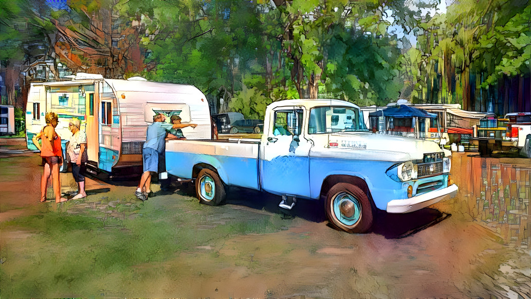 1960 Dodge Truck with Matching Retro Trailer