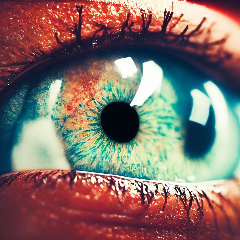 Detailed Close-Up of Human Eye with Vibrant Blue Iris