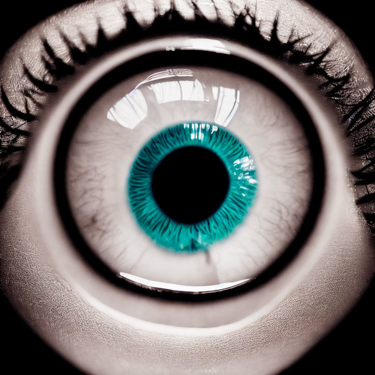 Detailed Close-Up of Vibrant Turquoise Human Eye