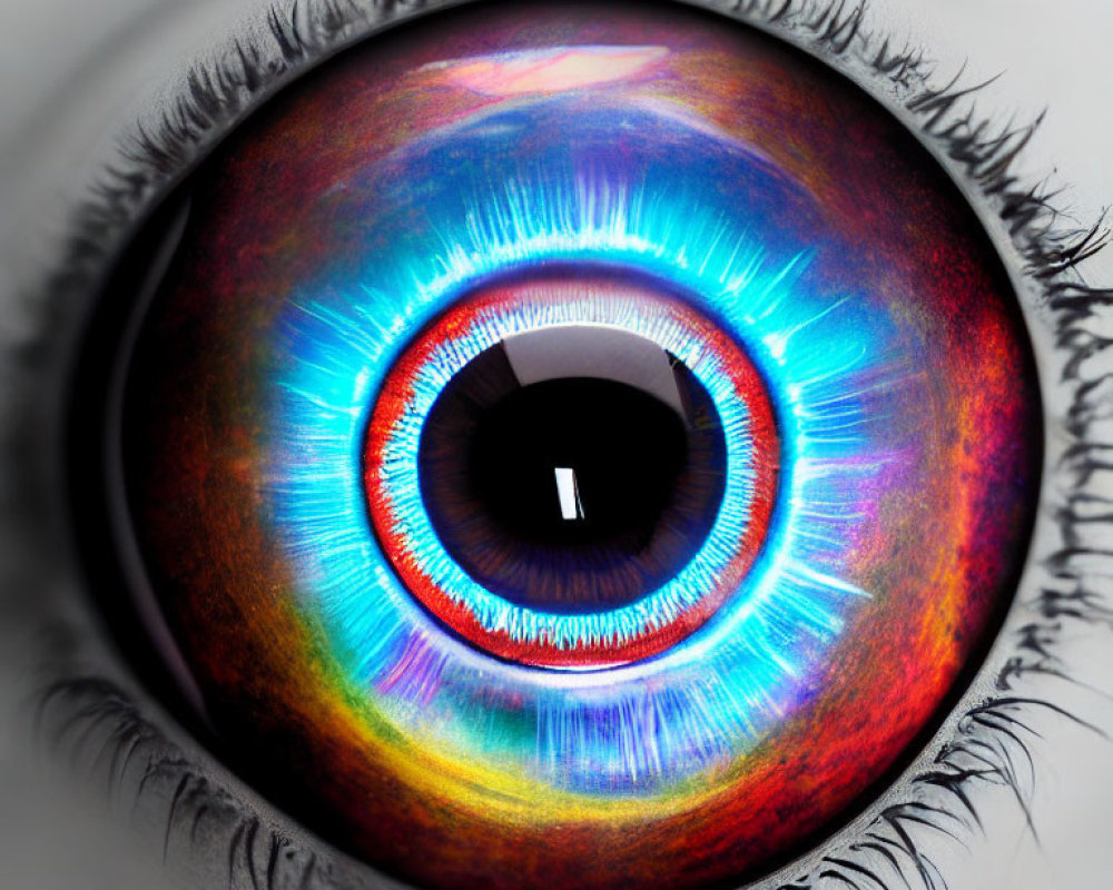 Detailed Close-Up of Colorful Human Eye with Radiant Textures