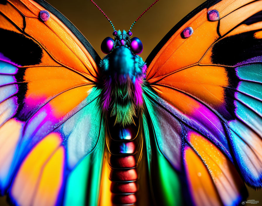 Colorful Butterfly Close-Up Showing Intricate Patterns