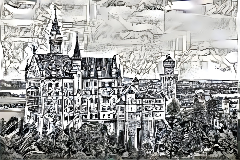 Neuschwanstein as line drawing